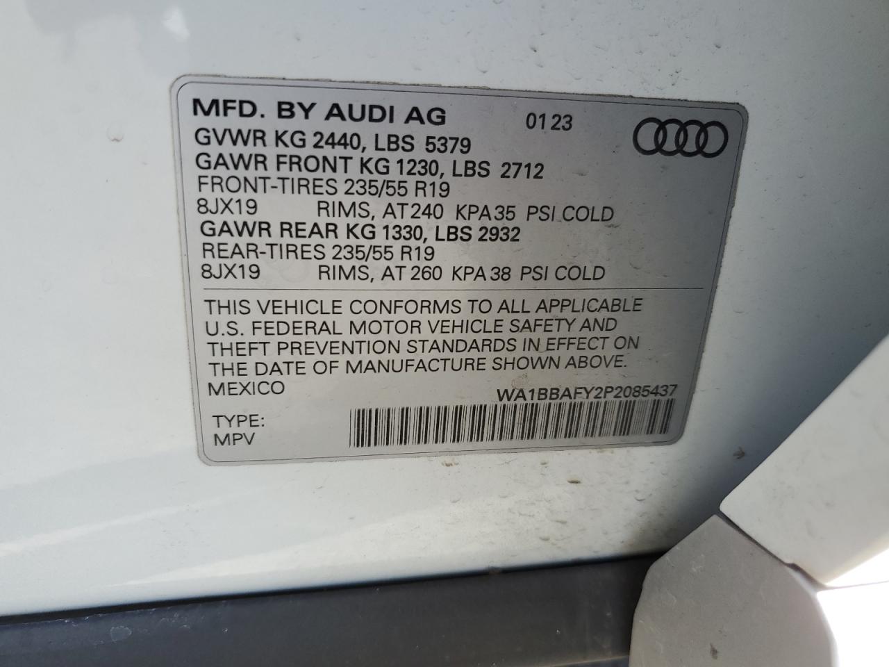 WA1BBAFY2P2085437 2023 Audi Q5 Premium Plus 40