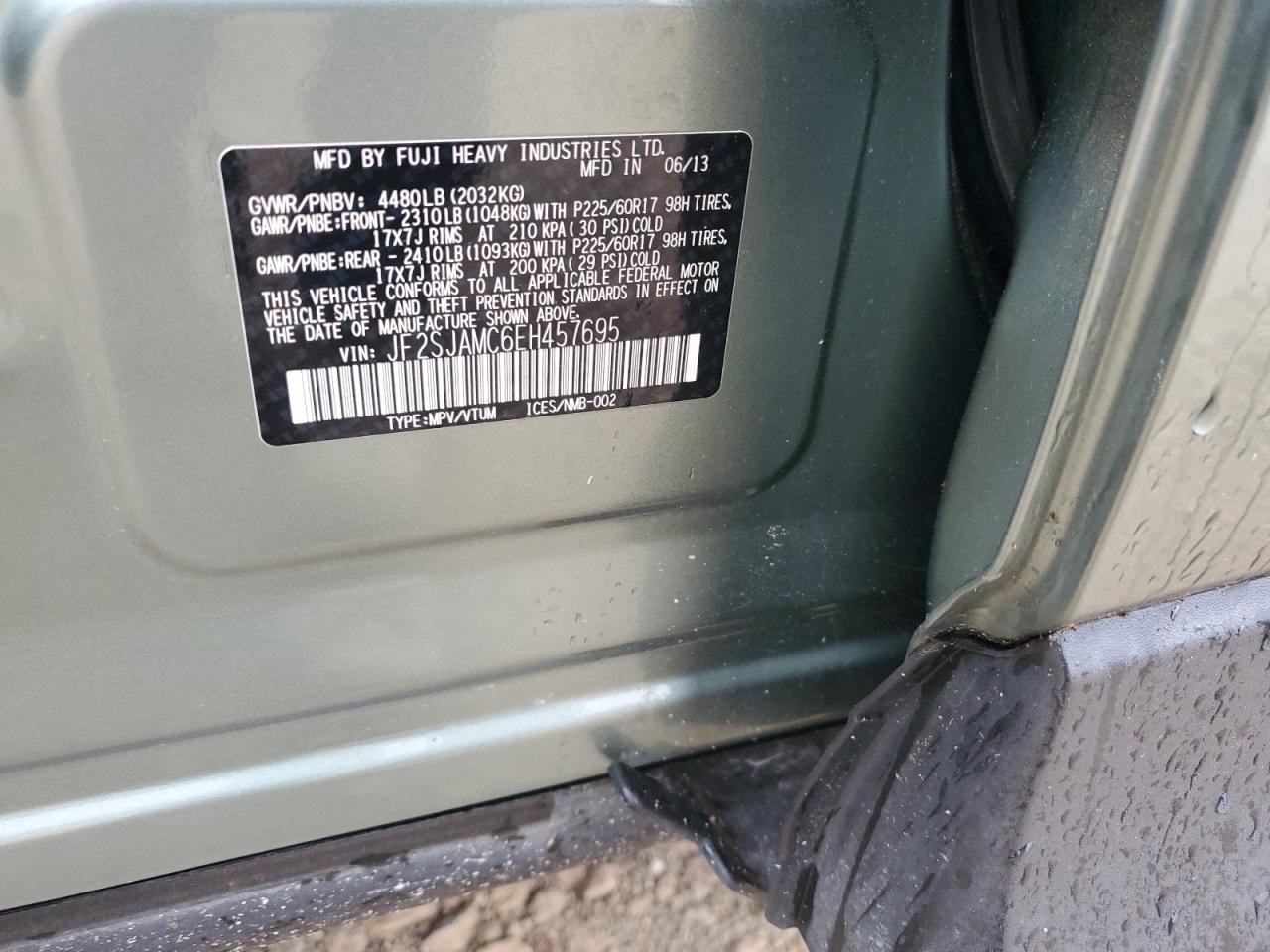 JF2SJAMC6EH457695 2014 Subaru Forester 2.5I Touring