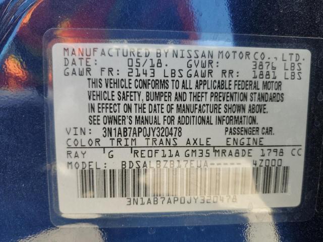 2018 Nissan Sentra S VIN: 3N1AB7AP0JY320478 Lot: 56651454