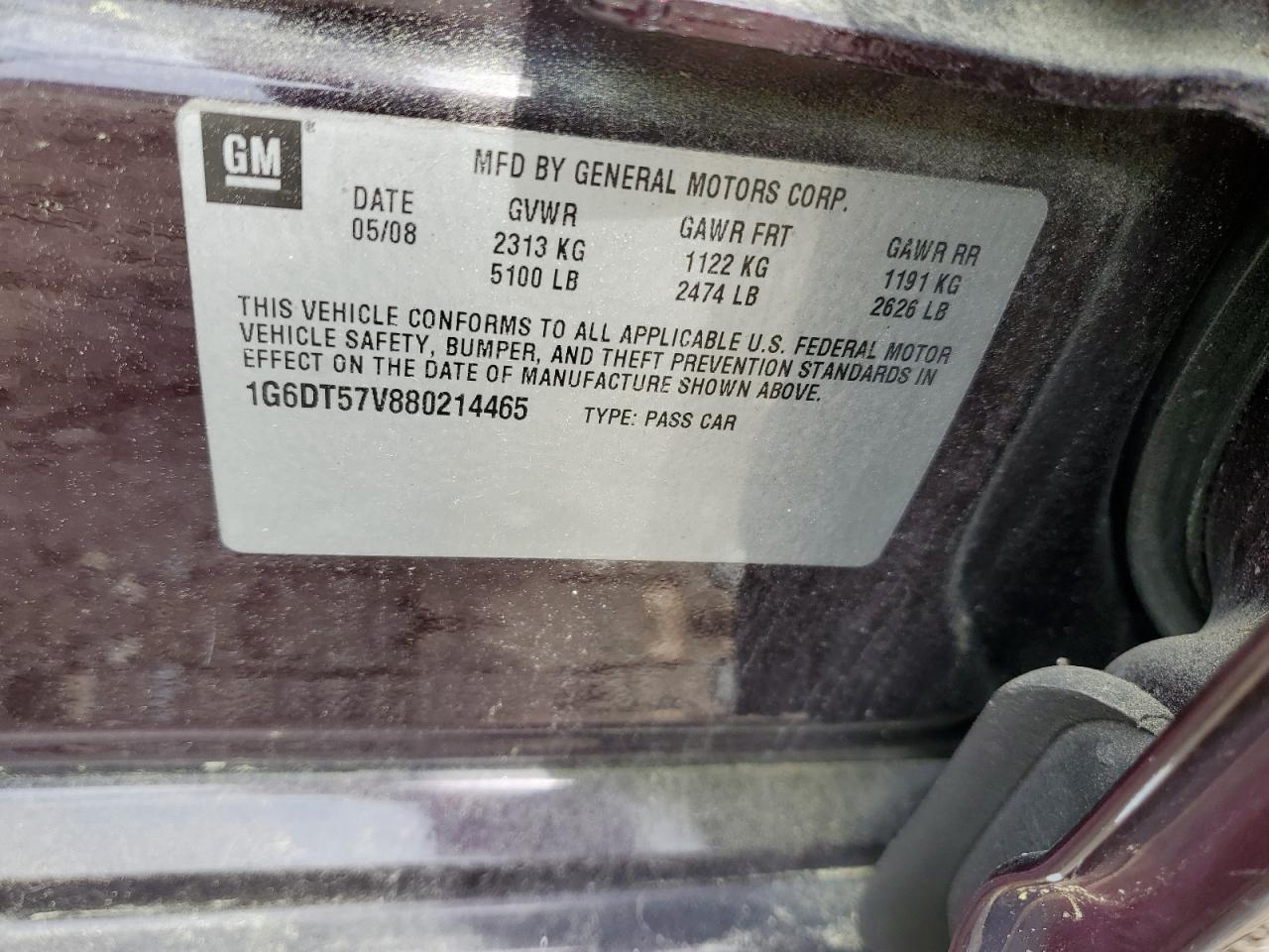 1G6DT57V880214465 2008 Cadillac Cts Hi Feature V6