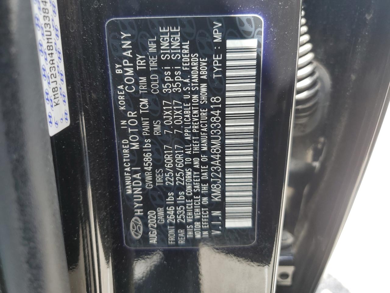 KM8J23A48MU338418 2021 Hyundai Tucson Se