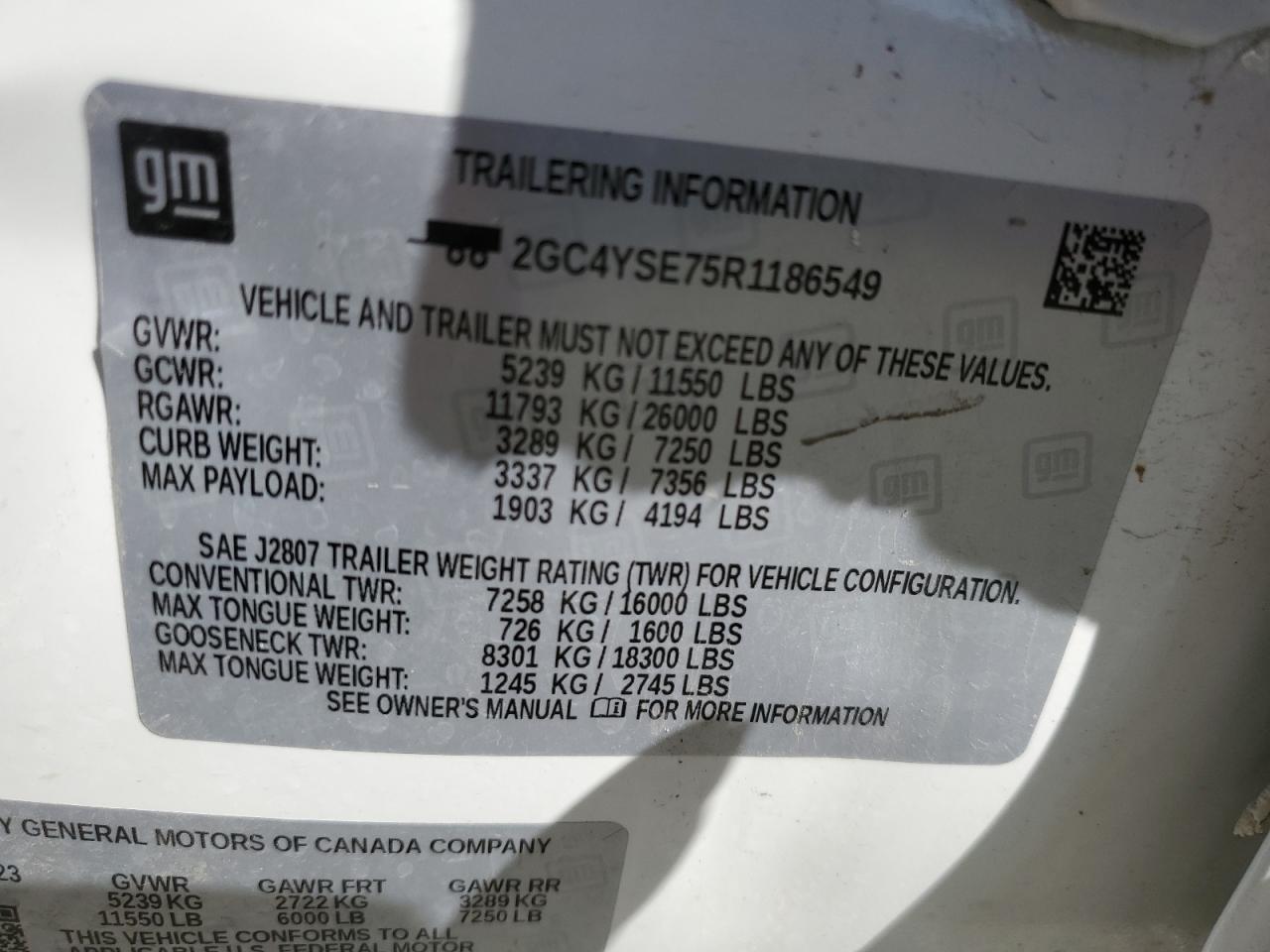 2GC4YSE75R1186549 CHEVROLET ALL Models 2024