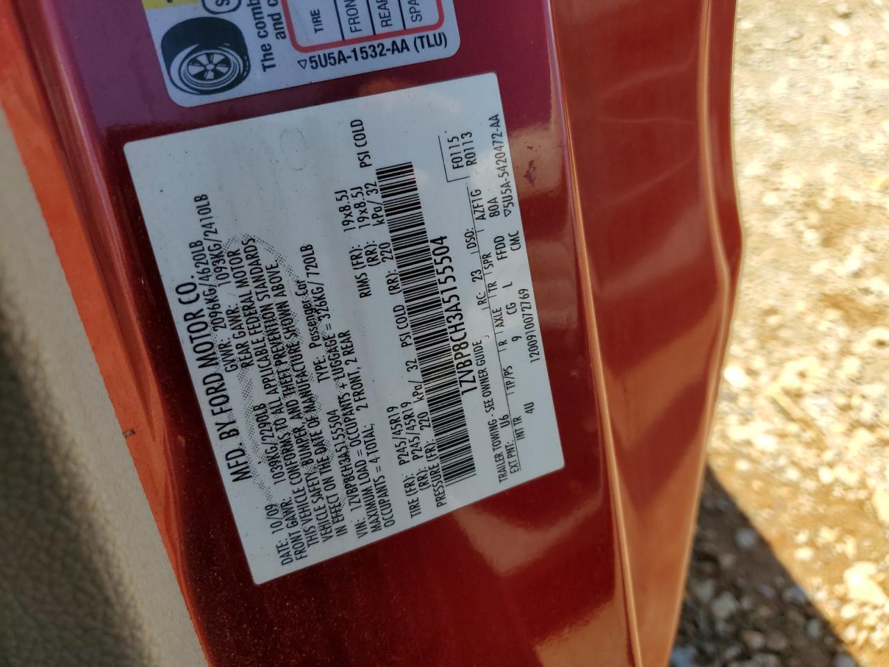 1ZVBP8CH3A5155504 2010 Ford Mustang Gt