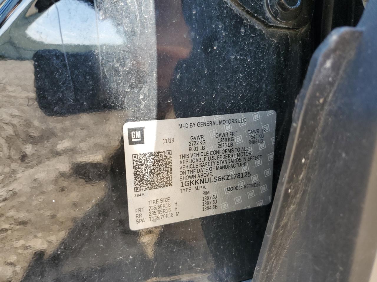 1GKKNULS6KZ178125 2019 GMC Acadia Slt-1