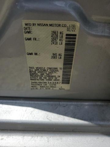 2022 Nissan Altima S VIN: 1N4BL4BV2NN343487 Lot: 54402874