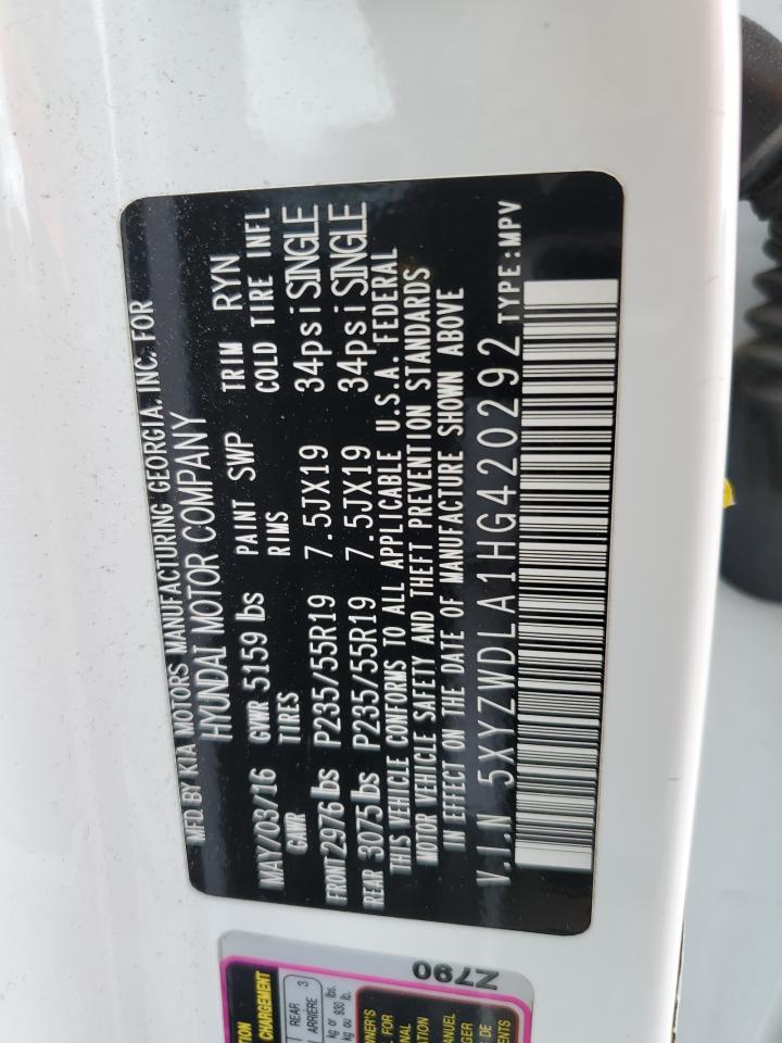 5XYZWDLA1HG420292 2017 Hyundai Santa Fe Sport