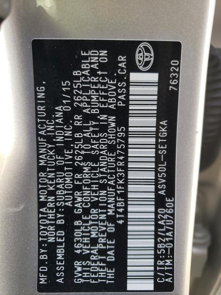 4T4BF1FK3FR475795 2015 Toyota Camry Le