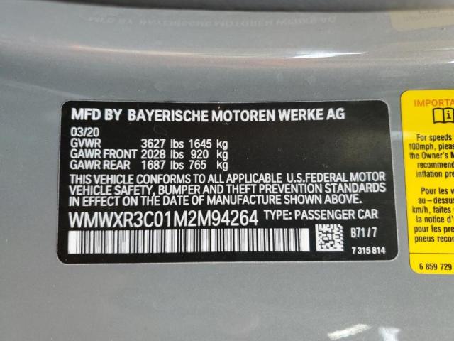 2021 Mini Cooper VIN: WMWXR3C01M2M94264 Lot: 54413714