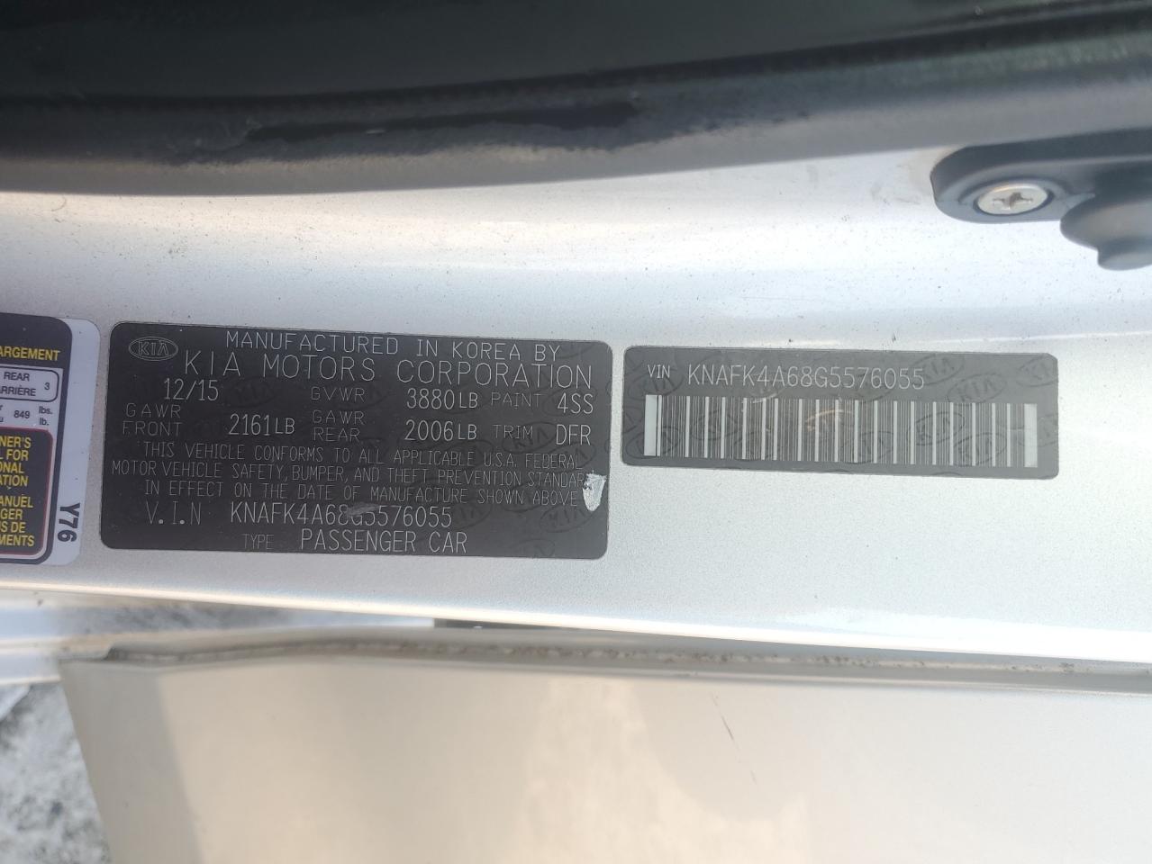 KNAFK4A68G5576055 2016 Kia Forte Lx