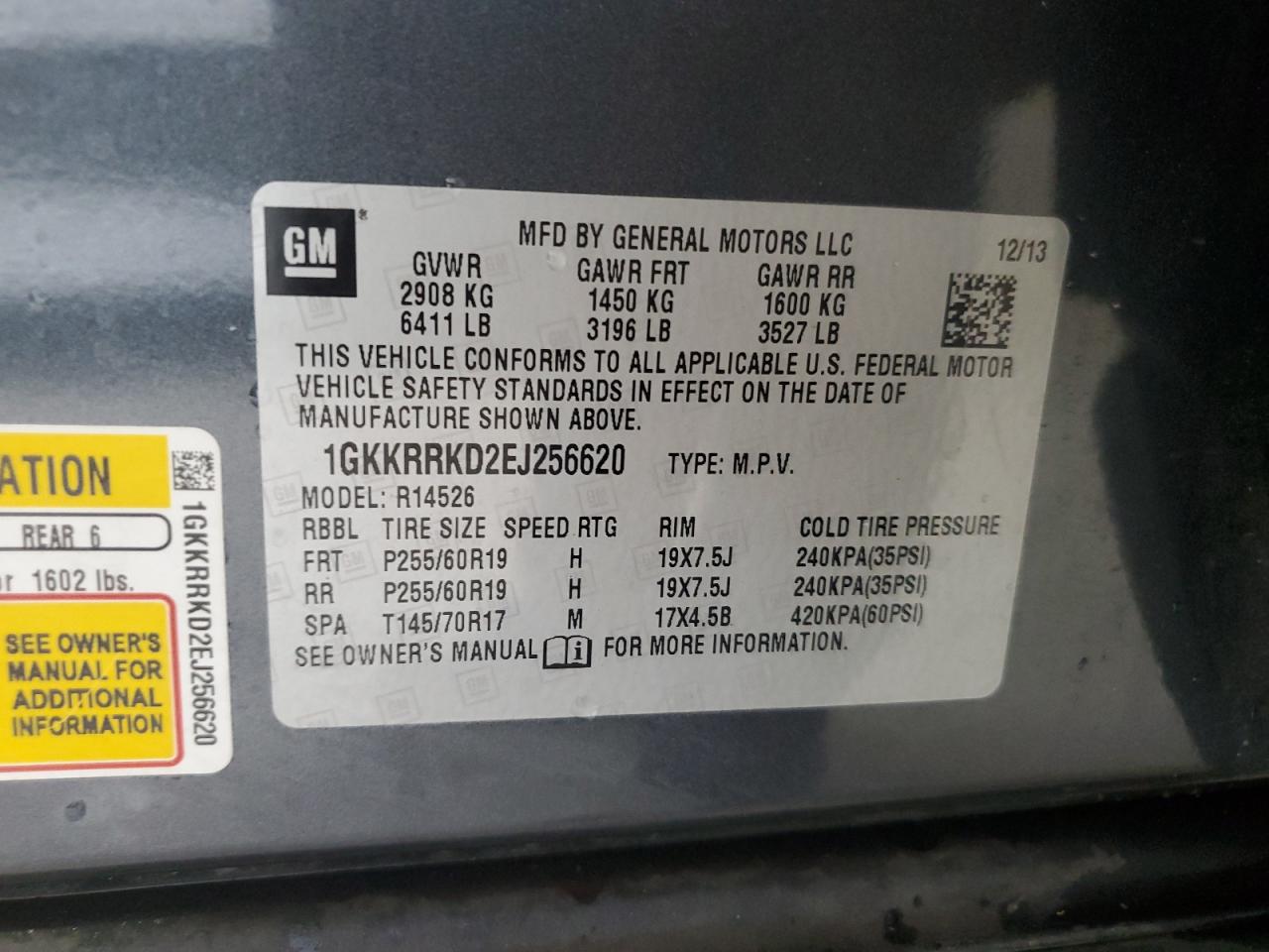 1GKKRRKD2EJ256620 2014 GMC Acadia Slt-1