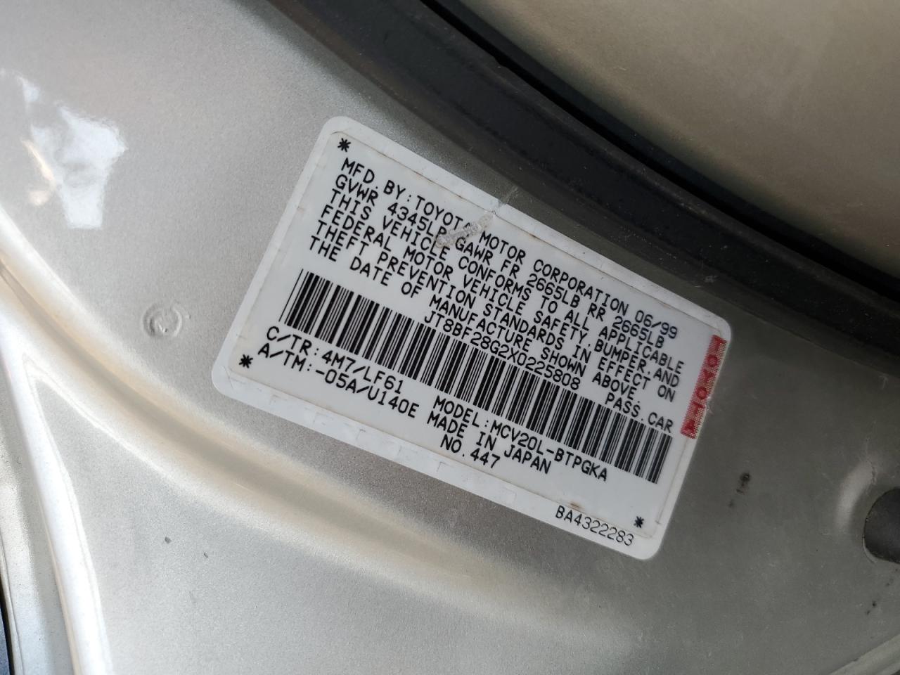 JT8BF28G2X0225808 1999 Lexus Es 300