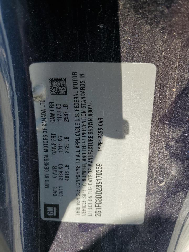 2G1FC3DD2B9170359 2011 Chevrolet Camaro Lt