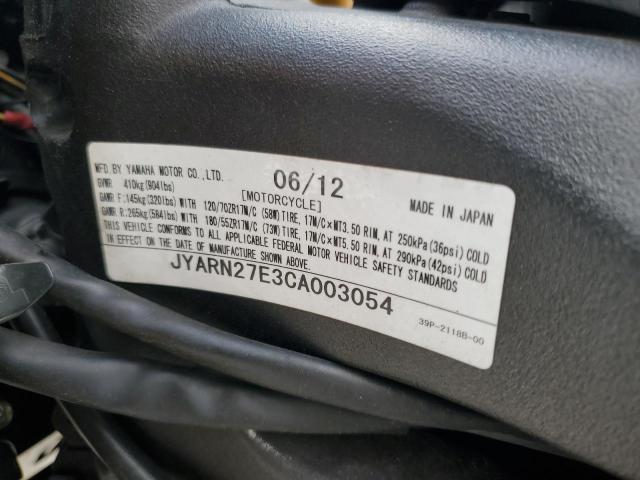 2012 YAMAHA FZ8 N JYARN27E3CA003054