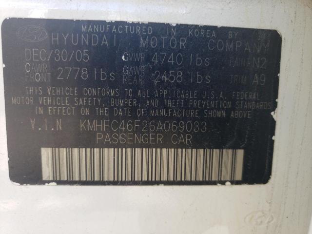 2006 Hyundai Azera Se VIN: KMHFC46F26A069033 Lot: 57057824