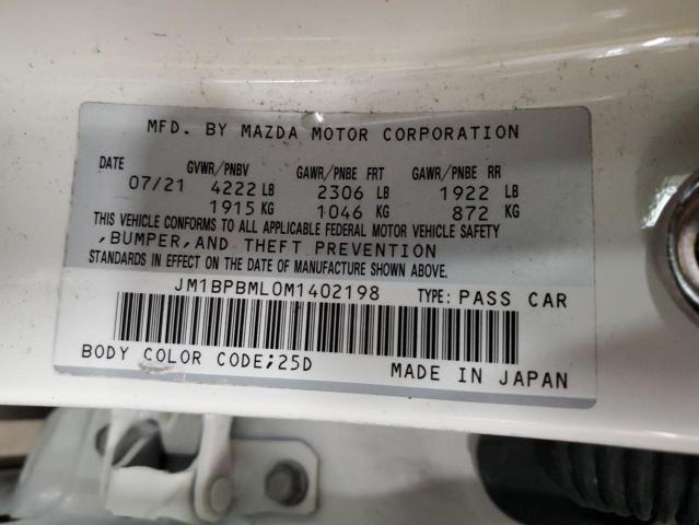 2021 Mazda 3 Premium VIN: JM1BPBML0M1402198 Lot: 56280804
