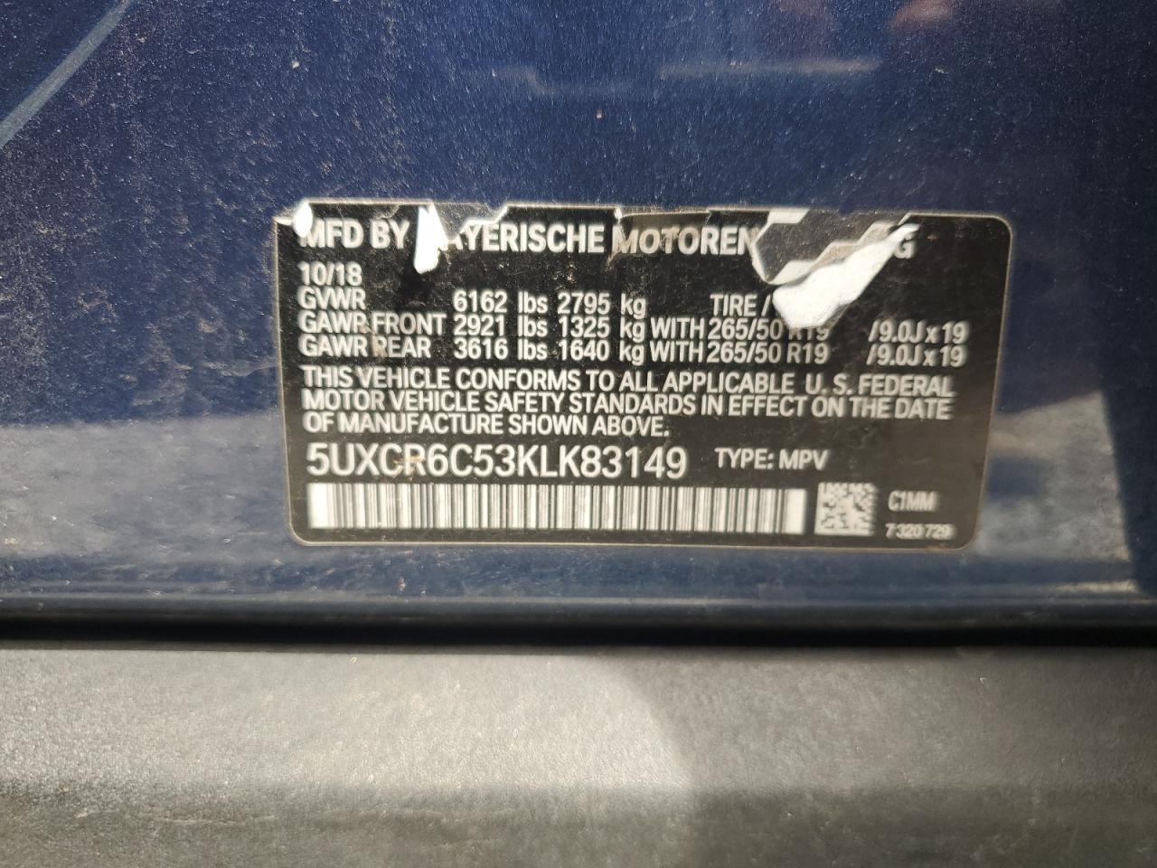 5UXCR6C53KLK83149 2019 BMW X5 xDrive40I