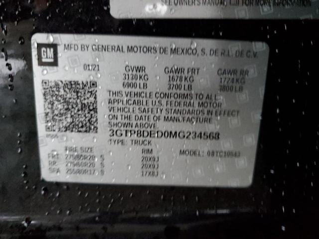 2021 GMC Sierra C1500 Slt VIN: 3GTP8DED0MG234568 Lot: 53215554