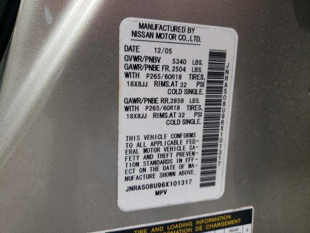 2006 Infiniti Fx35 VIN: JNRAS08U96X101317 Lot: 56438144