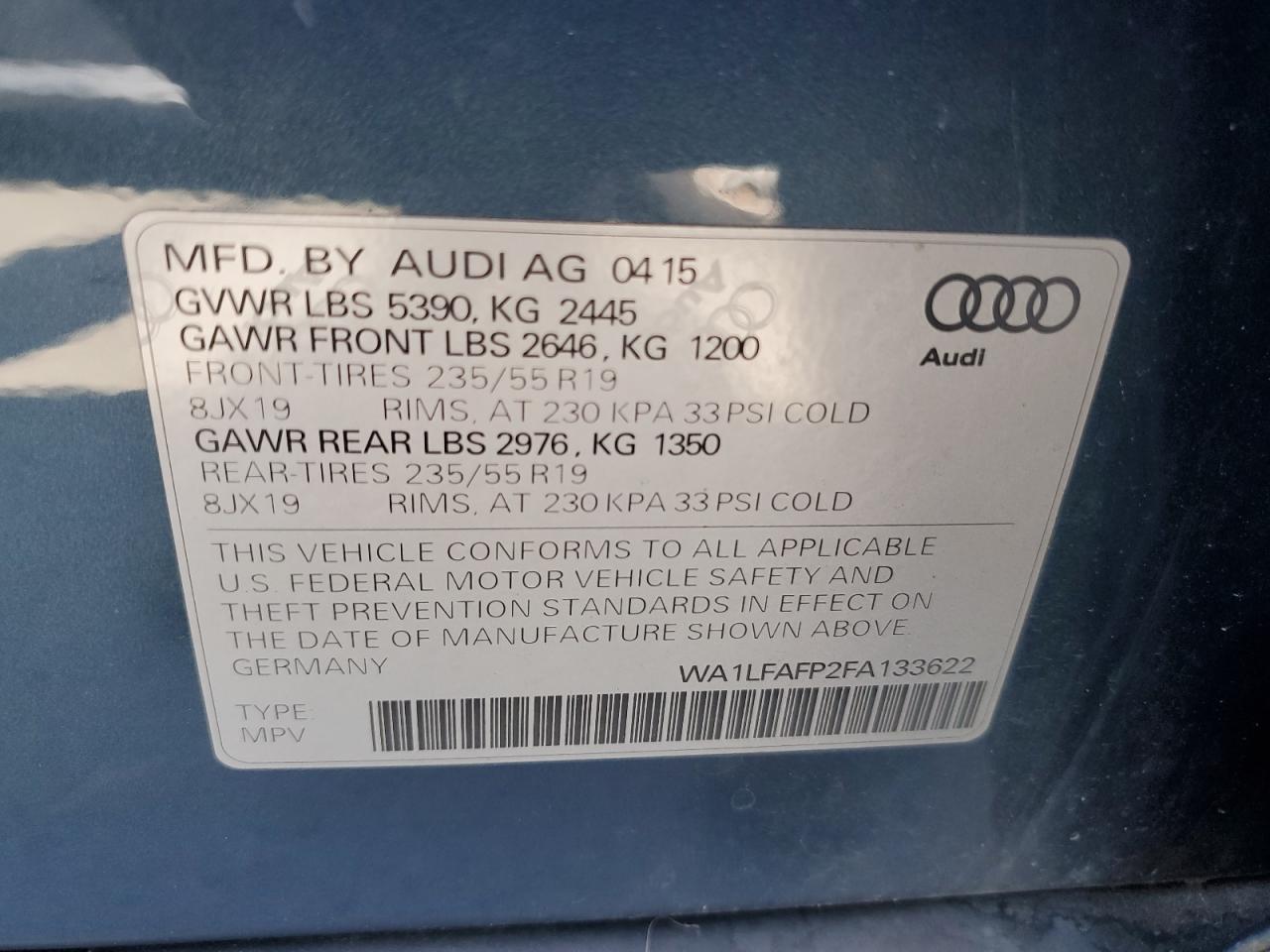 WA1LFAFP2FA133622 2015 Audi Q5 Premium Plus