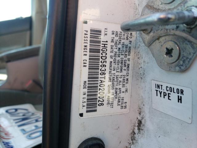 1996 Honda Accord Lx VIN: 1HGCD5636TA020026 Lot: 54633384