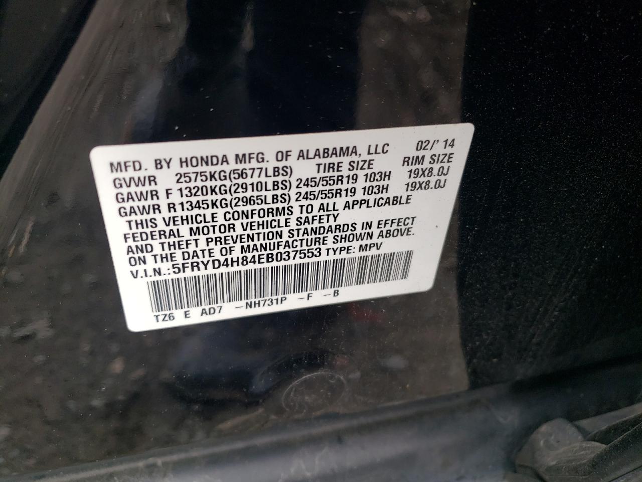 5FRYD4H84EB037553 2014 Acura Mdx Advance