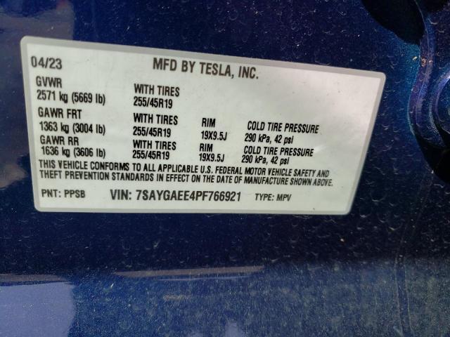 2023 Tesla Model Y VIN: 7SAYGAEE4PF766921 Lot: 54646124