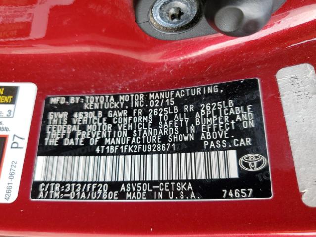 VIN 4T1BF1FK2FU928671 2015 Toyota Camry, LE no.12