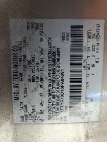 2008 Ford Ranger VIN: 1FTYR10D18PA84091 Lot: 54831244