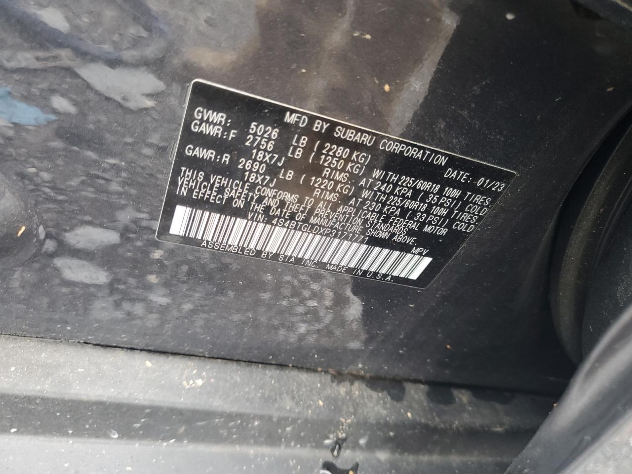 4S4BTGLDXP3171771 2023 Subaru Outback Onyx Edition Xt