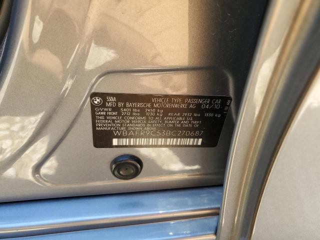 2011 BMW 550 I VIN: WBAFR9C53BC270687 Lot: 55506204