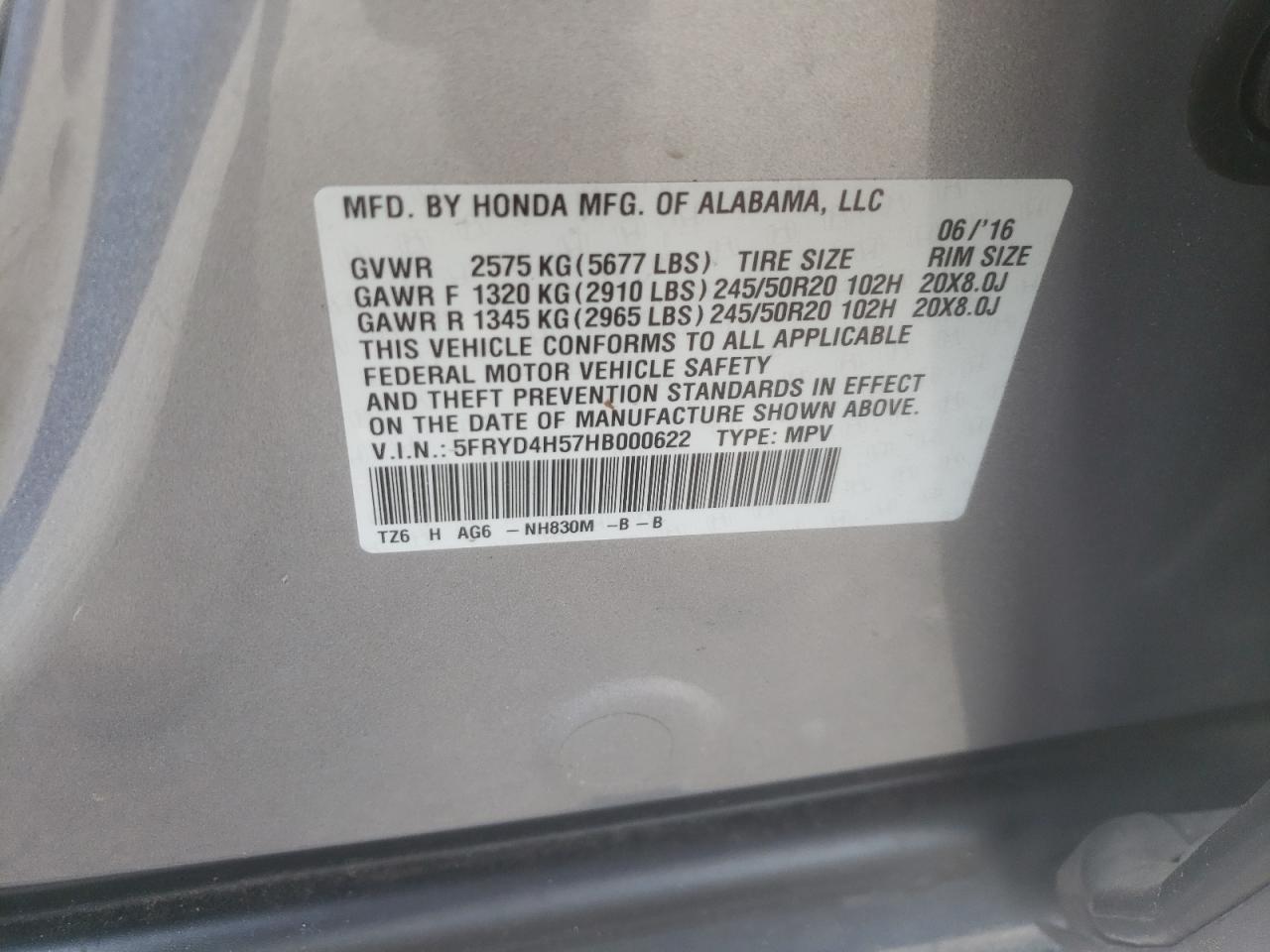 5FRYD4H57HB000622 2017 Acura Mdx Technology