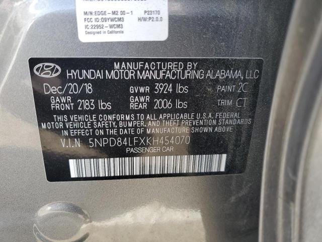 2019 Hyundai Elantra Sel VIN: 5NPD84LFXKH454070 Lot: 54438374