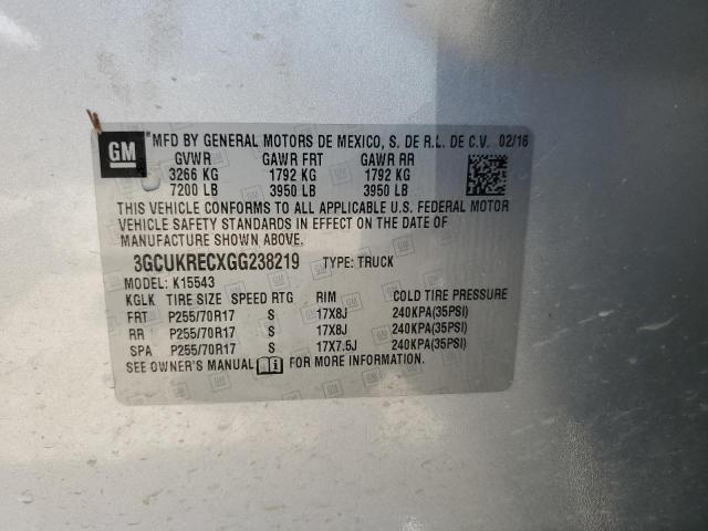 3GCUKRECXGG238219 2016 Chevrolet Silverado K1500 Lt