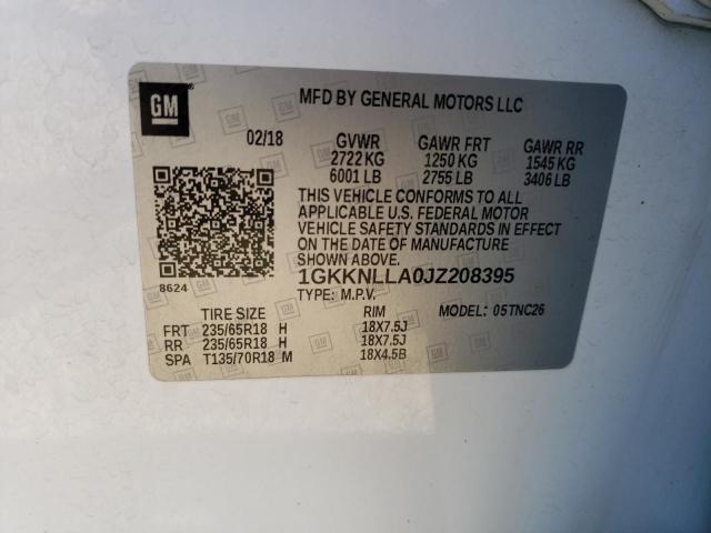 2018 GMC Acadia Sle VIN: 1GKKNLLA0JZ208395 Lot: 57210254