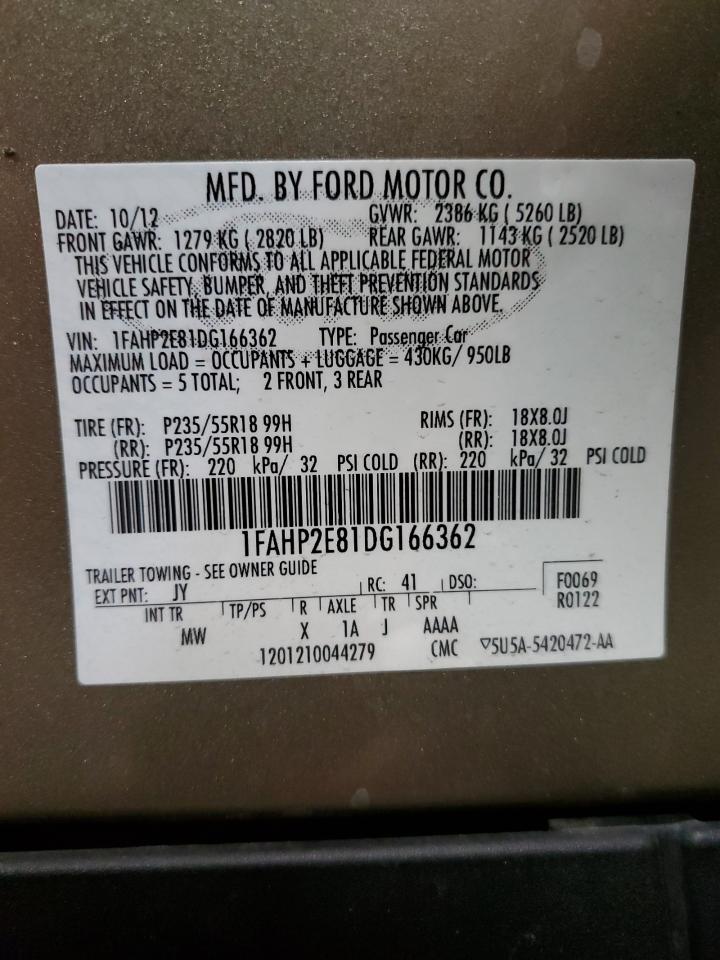 1FAHP2E81DG166362 2013 Ford Taurus Sel