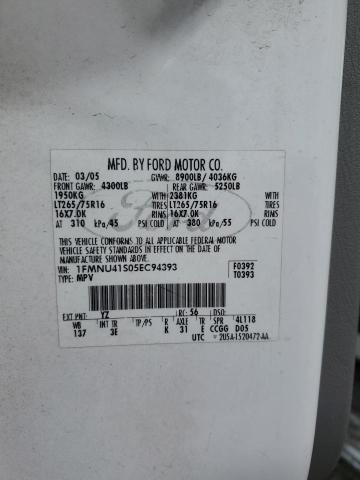 2005 Ford Excursion Xlt VIN: 1FMNU41S05EC94393 Lot: 56137994