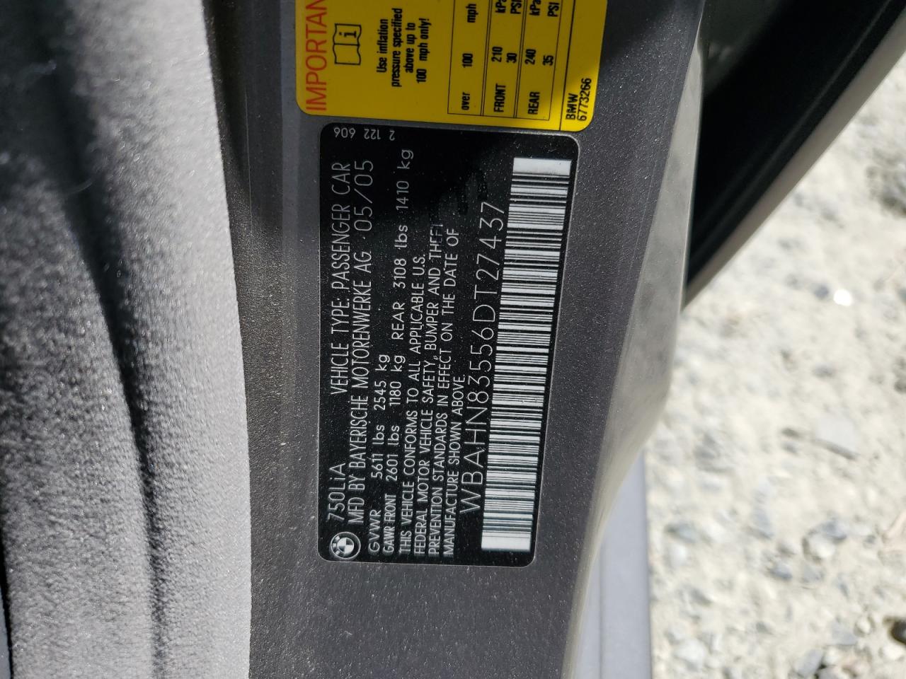 WBAHN83556DT27437 2006 BMW 750 Li