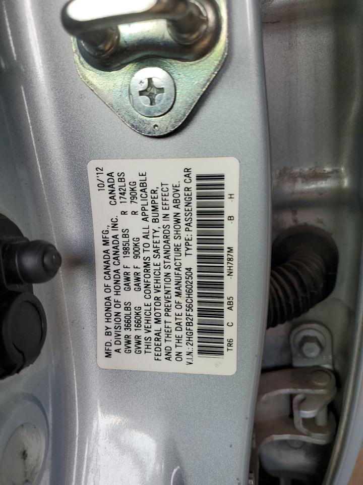 2HGFB2F56CH602504 2012 Honda Civic Lx