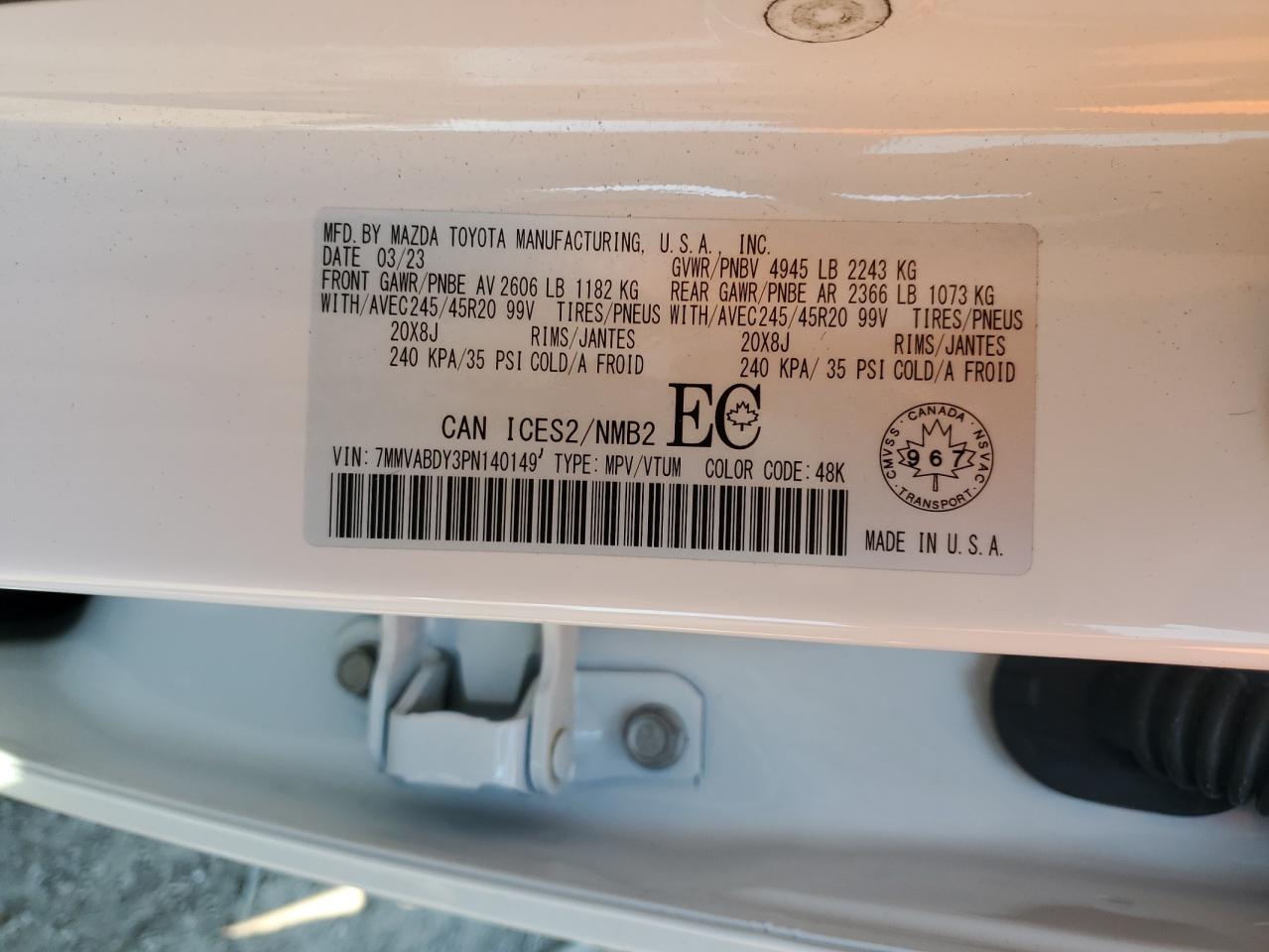 7MMVABDY3PN140149 2023 Mazda Cx-50 Premium