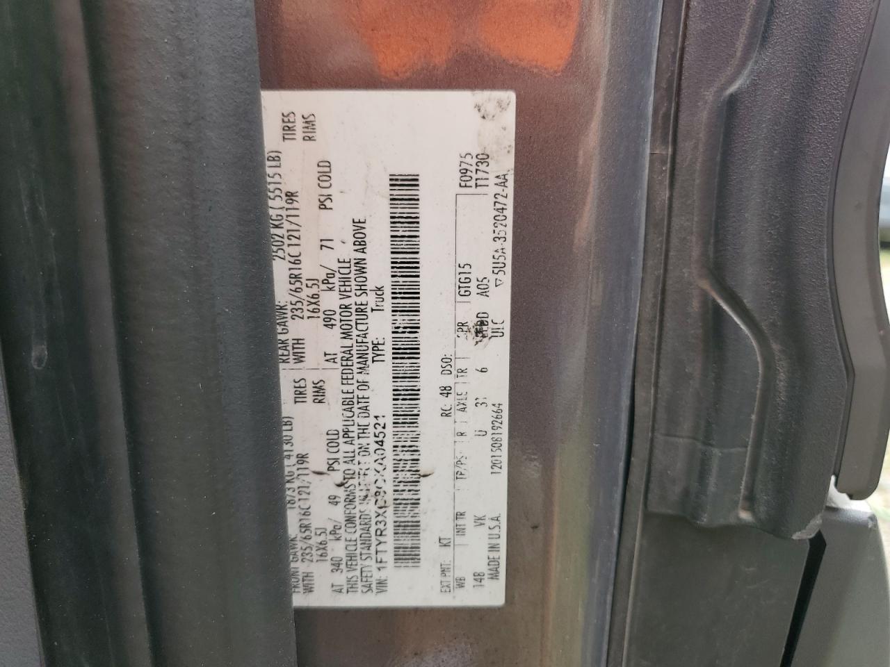 1FTYR3XG8GKA04521 2016 Ford Transit T-250