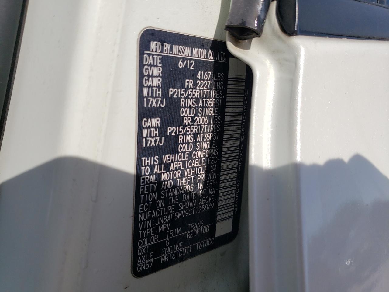 JN8AF5MV9CT125849 2012 Nissan Juke S