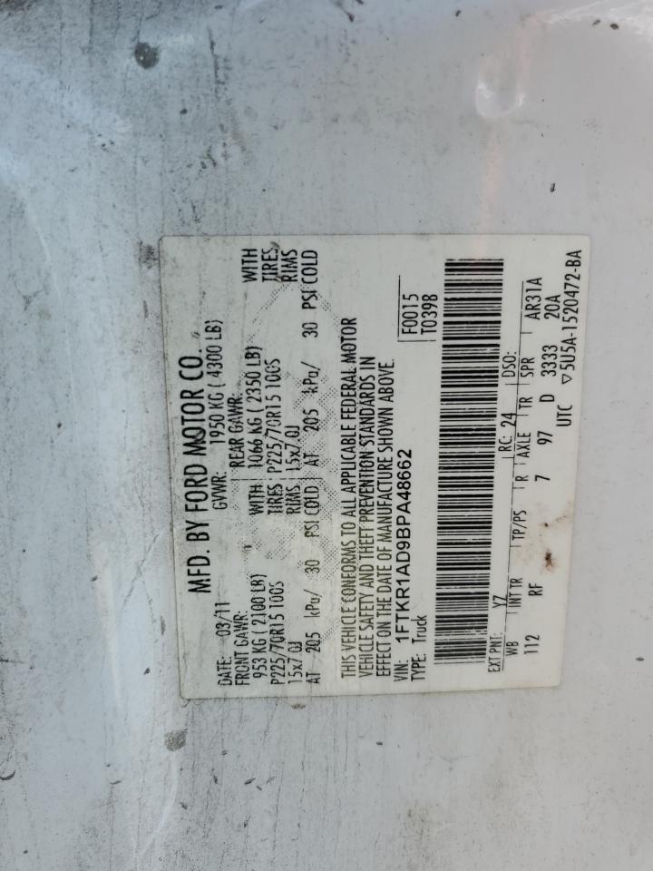 1FTKR1AD9BPA48662 2011 Ford Ranger