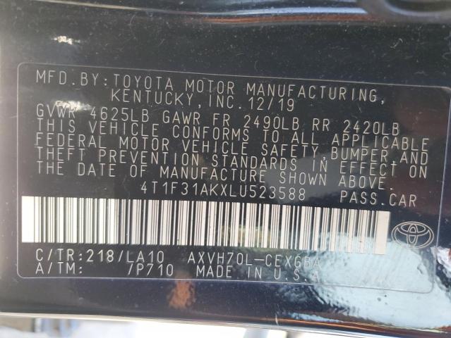 VIN 4T1F31AKXLU523588 2020 Toyota Camry, Xle no.13