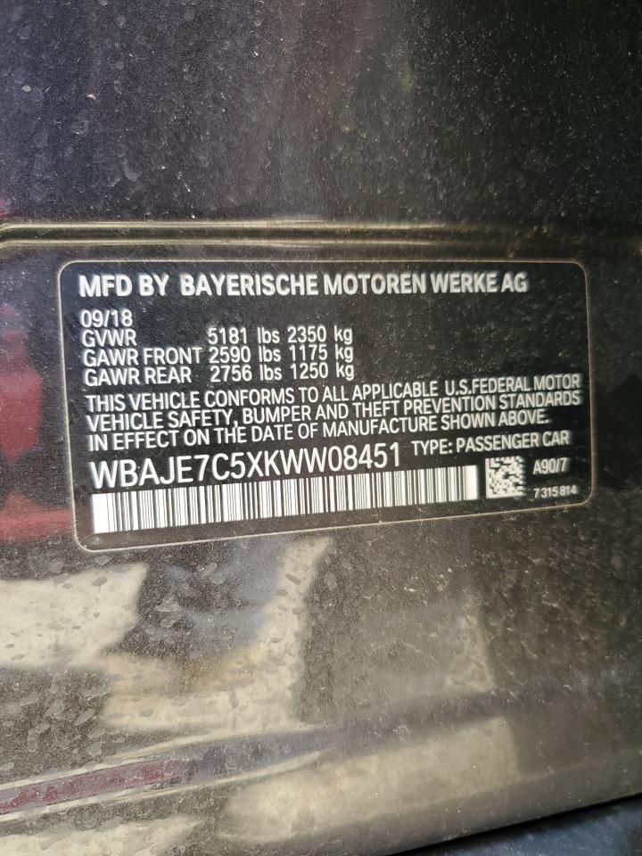 WBAJE7C5XKWW08451 2019 BMW 540 Xi