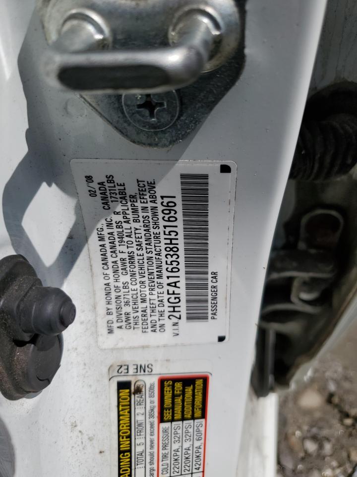 2HGFA16538H516961 2008 Honda Civic Lx