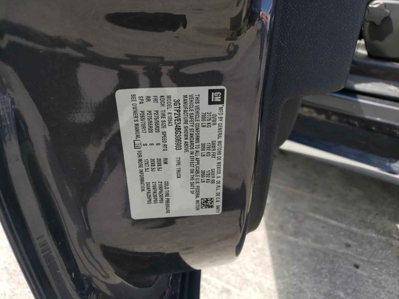 3GTP2VE34BG306903 2011 GMC Sierra K1500 Sle