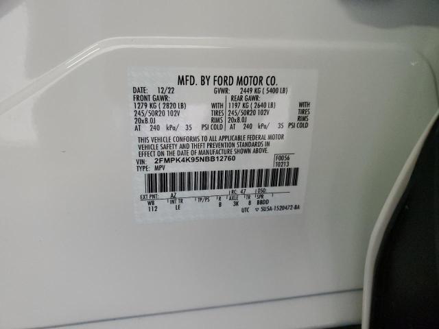 2022 Ford Edge Titanium VIN: 2FMPK4K95NBB12760 Lot: 55357764