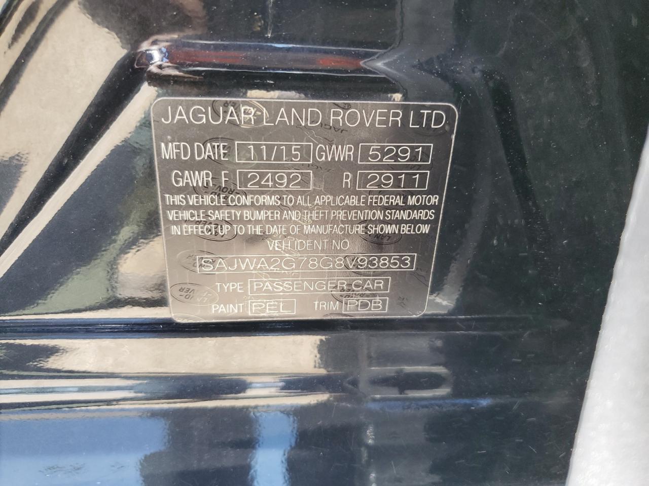 SAJWA2G78G8V93853 2016 Jaguar Xjl Portfolio