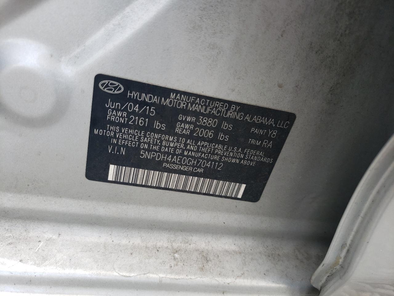 5NPDH4AE0GH704112 2016 Hyundai Elantra Se