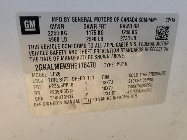 2017 GMC Terrain Sle VIN: 2GKALMEK9H6176470 Lot: 54582004